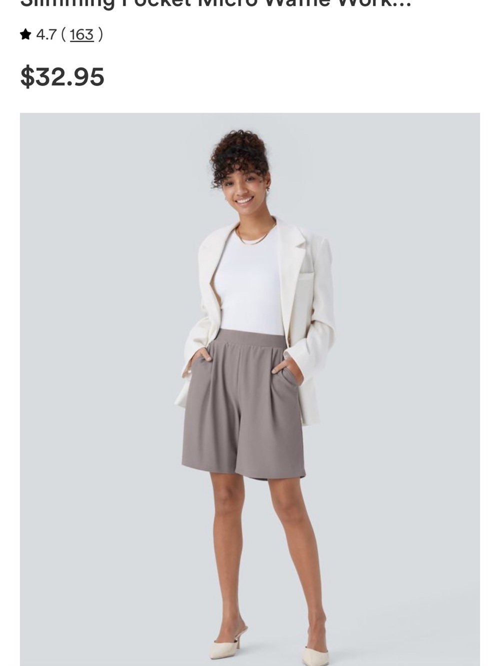 HALARA Taupe Wide-Leg Pull-On Shorts - Picture 2 of 6